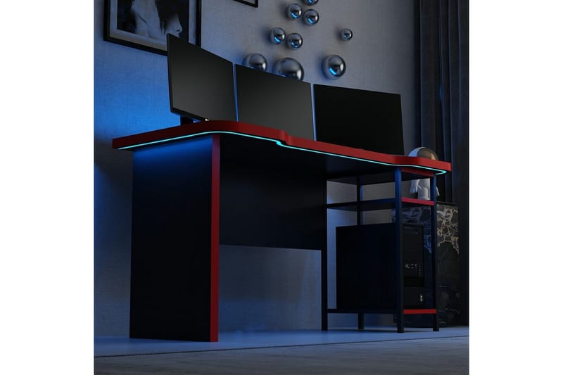 Hind Gamingbord 150x60 cm - Svart/Röd - Möbler - Spelrum - Gamingbord & datorbord