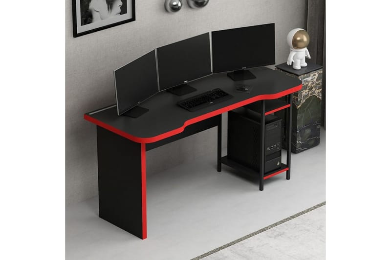 Hind Gamingbord 150x60 cm - Svart/Röd - Möbler - Spelrum - Gamingbord & datorbord
