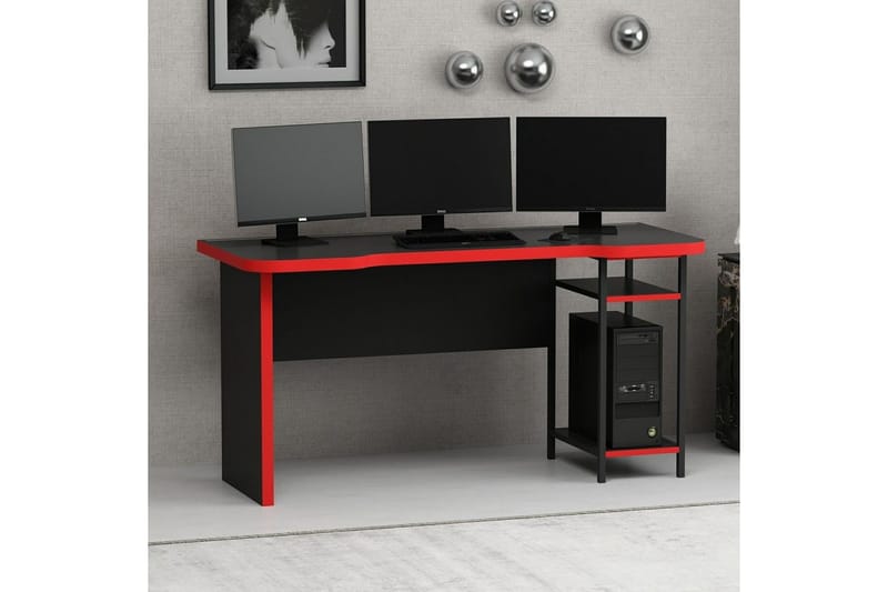 Hind Gamingbord 150x60 cm - Svart/Röd - Möbler - Spelrum - Gamingbord & datorbord