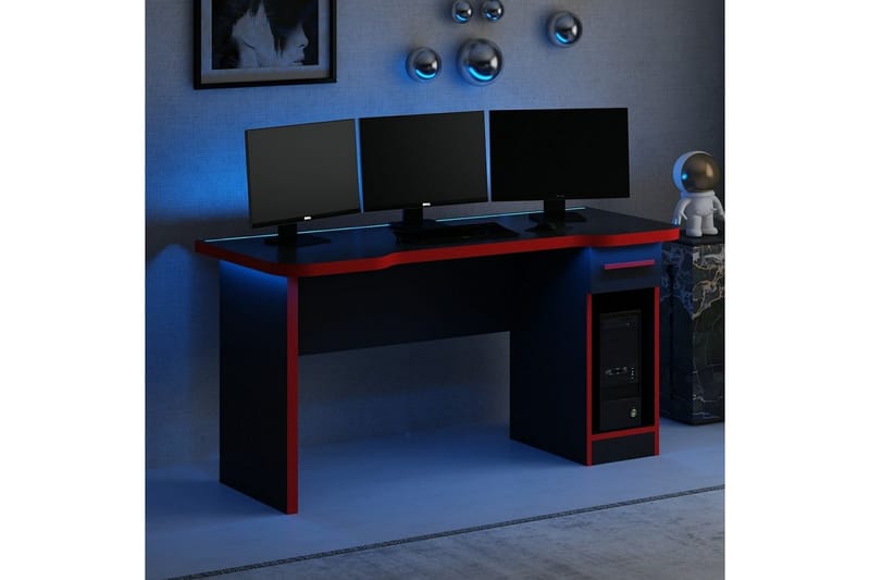 Hind Gamingbord 150x60 cm - Svart/Röd - Möbler - Spelrum - Gamingbord & datorbord