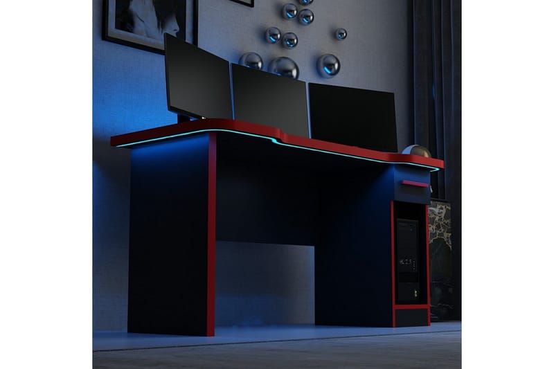 Hind Gamingbord 150x60 cm - Svart/Röd - Möbler - Spelrum - Gamingbord & datorbord