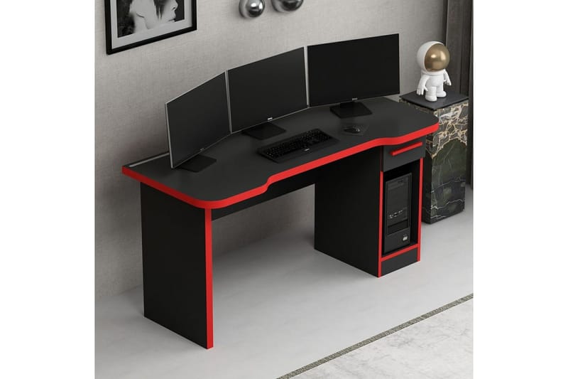 Hind Gamingbord 150x60 cm - Svart/Röd - Möbler - Spelrum - Gamingbord & datorbord