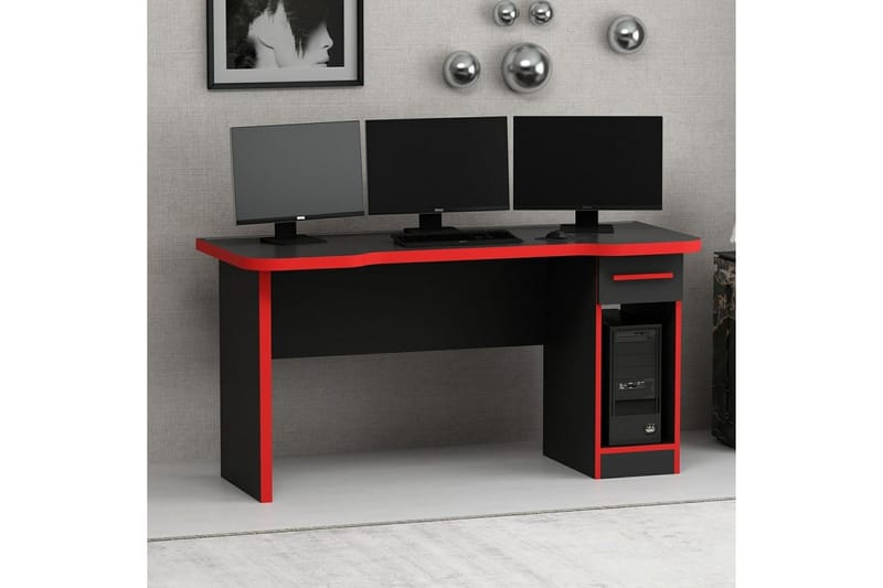 Hind Gamingbord 150x60 cm - Svart/Röd - Möbler - Spelrum - Gamingbord & datorbord