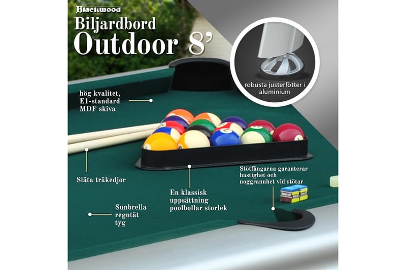 Biljardbord Blackwood Outdoor 8’ - Svart - Möbler - Spelrum - Spelbord
