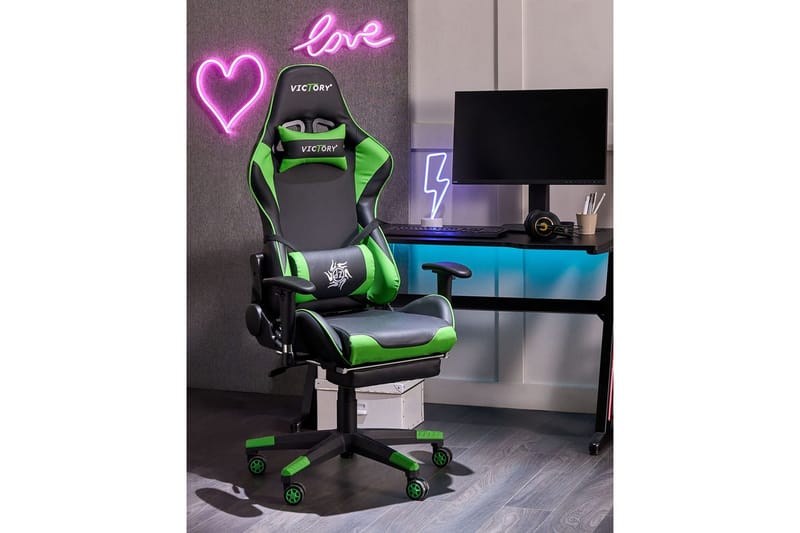 Gamingstol Victory Svart/Grön - Svart/Grön - Möbler - Spelrum - Spelbord