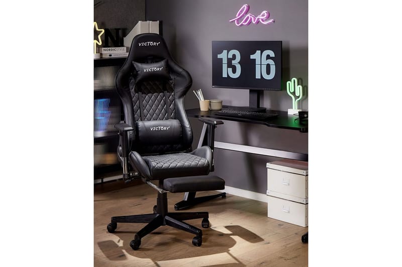 Gamingstol Victory Svart/Vit - Svart/Vit - Möbler - Spelrum - Spelbord