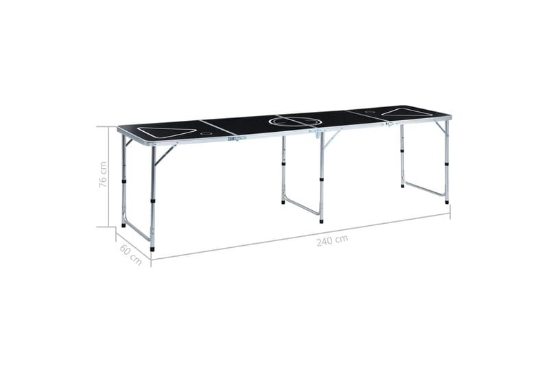 Hopfällbart beer pong bord 240 cm svart - Svart - Möbler - Spelrum - Spelbord