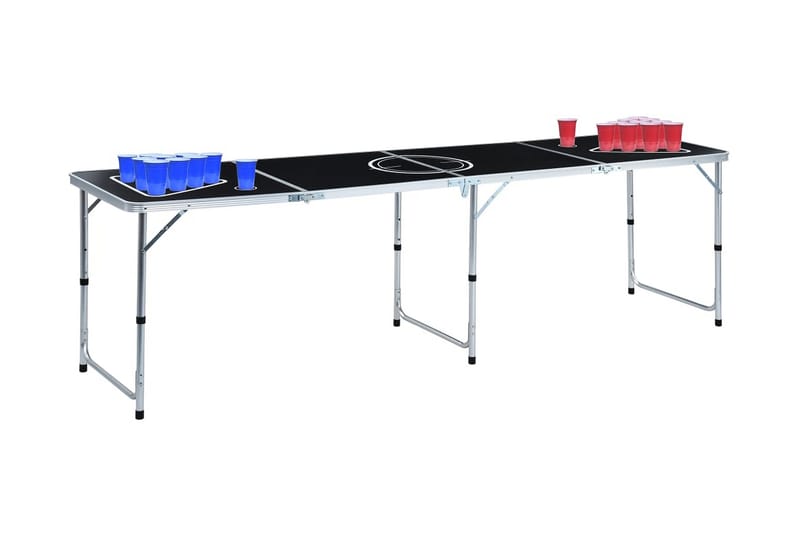 Hopfällbart beer pong bord med koppar och bollar 240 cm - Flerfärgad - Spelbord - Beer pong bord