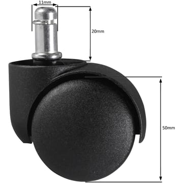 Alilo Kontorstillbehör Länkhjul 50 mm, för mattor - svart och silver - Möbler - Tillbehör & accessoarer - Tillbehör stolar