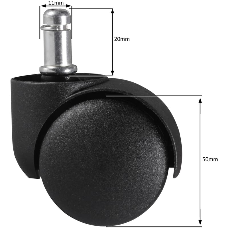 Alilo Kontorstillbehör Länkhjul 50 mm, för mattor - svart och silver - Möbler - Tillbehör & accessoarer - Tillbehör stolar
