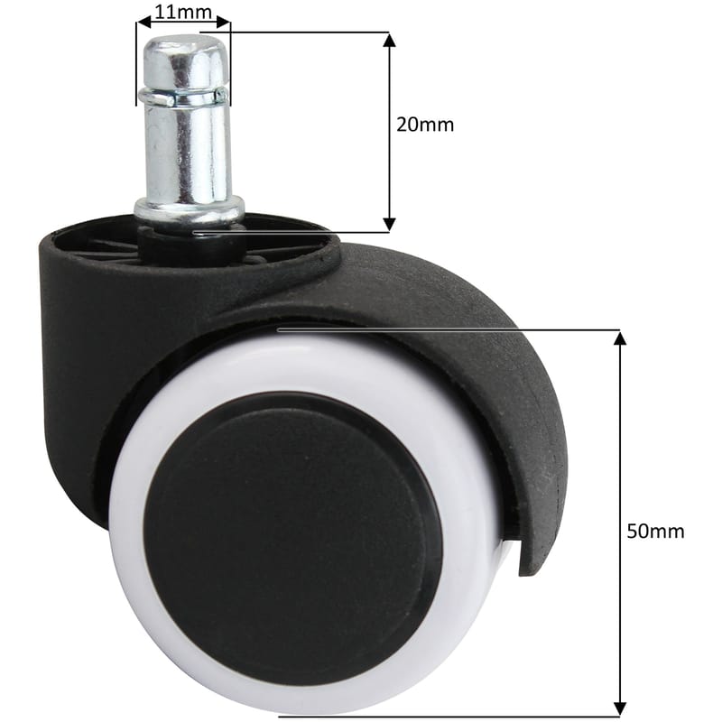 Alora Kontorstillbehör Länkhjul 50 mm för hårda golv - Svart/Vit - Möbler - Tillbehör & accessoarer - Tillbehör stolar