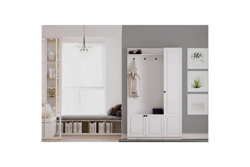 Alvric Hatthylla 120 cm - Matt Vit - Möbler - Hall & entré - Möbelset för hall & entré