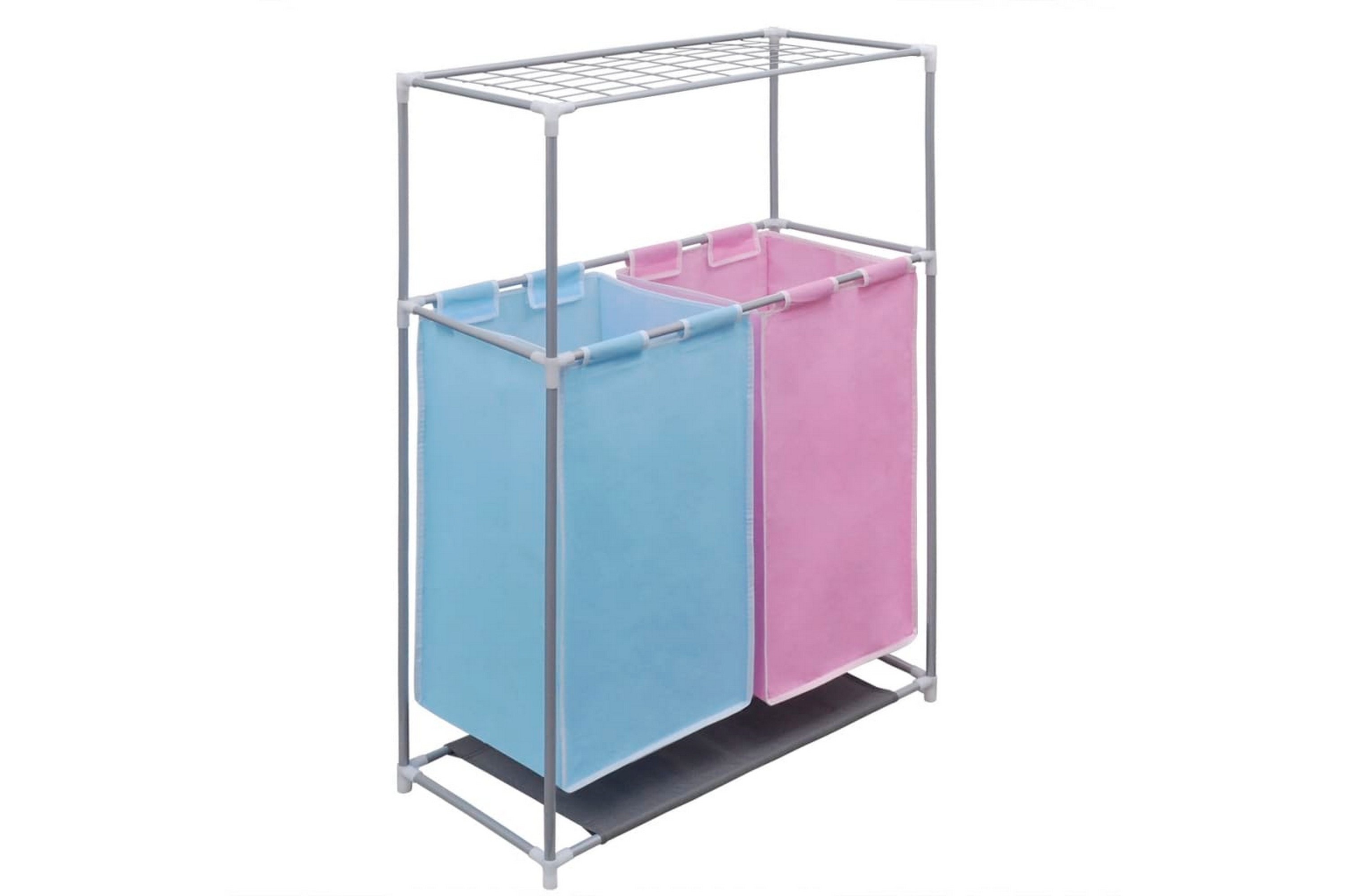 2-sektions tvättsorterare med en övre torkhylla – Flerfärgad