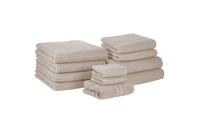 Handduk Areora set om 11 Beige - Beige - Möbler - Tillbehör & accessoarer - Badrumstillbehör - Handdukshängare