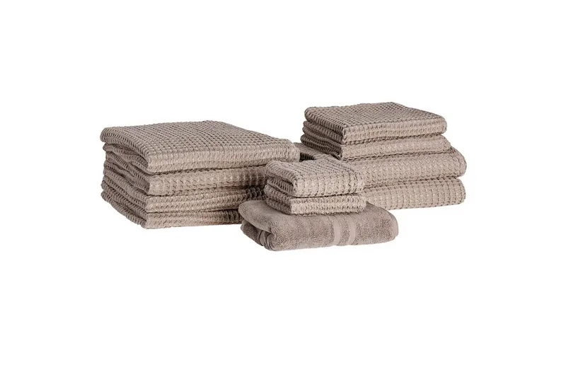 Handduk Areora set om 11 Taupe, Taupe