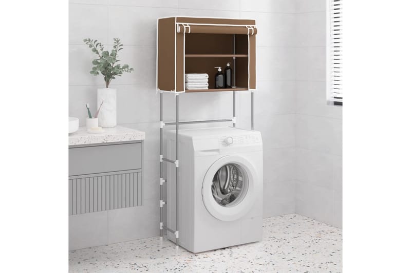 beBasic Hylla för tvättmaskin med 2 hyllplan brun 71x29,5x170,5 cm järn - Handdukshängare