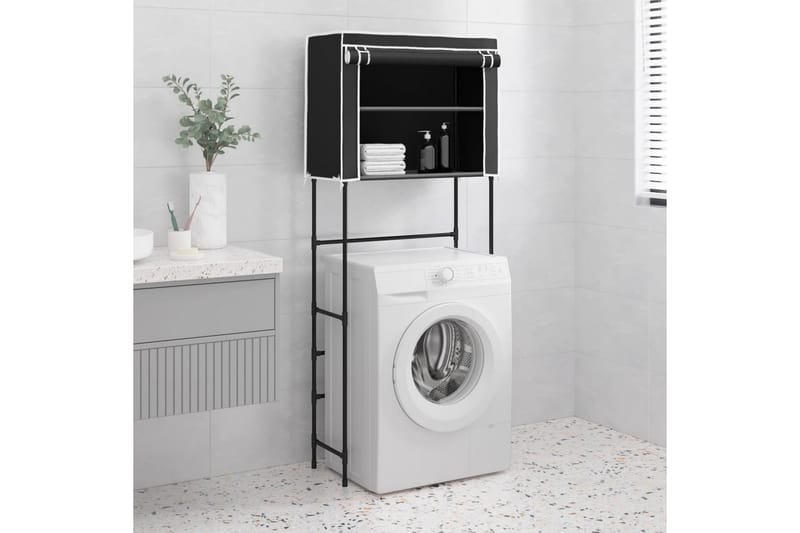 beBasic Hylla för tvättmaskin med 2 hyllplan svart 71x29,5x170,5cm järn - Möbler - Tillbehör & accessoarer - Badrumstillbehör - Handdukshängare