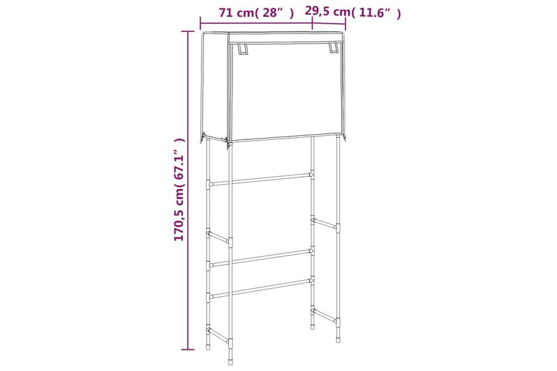 beBasic Hylla för tvättmaskin med 2 hyllplan svart 71x29,5x170,5cm järn - Handdukshängare