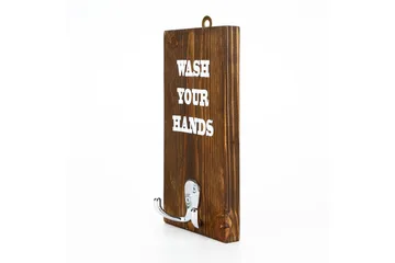 Evila Handdukshängare Wash Your Hands' - Trä - Möbler - Tillbehör & accessoarer - Badrumstillbehör - Handdukshängare