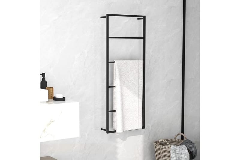 Handdukshängare svart 45x10x115 cm stål - Svart - Möbler - Tillbehör & accessoarer - Badrumstillbehör - Handdukshängare