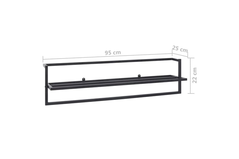 Handdukshängare svart 95x25x22 cm stål - Svart - Möbler - Tillbehör & accessoarer - Badrumstillbehör - Handdukshängare