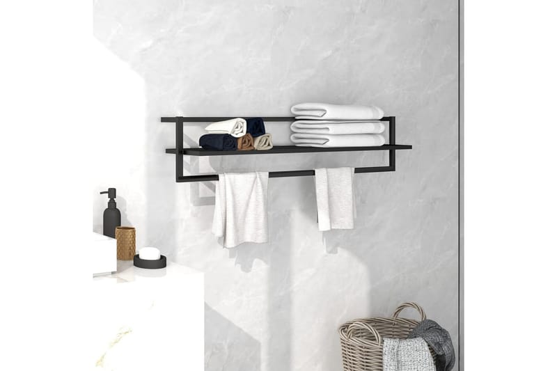 Handdukshängare svart 95x25x22 cm stål - Svart - Möbler - Tillbehör & accessoarer - Badrumstillbehör - Handdukshängare