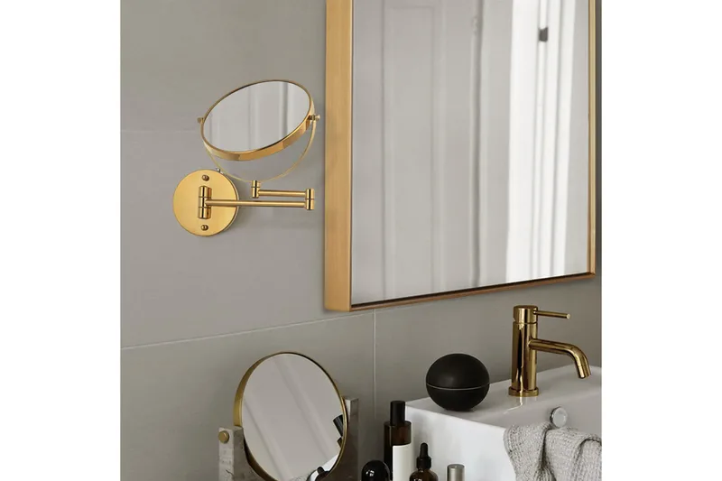 Jessie Sminkspegel på arm med förstoring x cm Guld - Lyfco - Möbler - Tillbehör & accessoarer - Badrumstillbehör