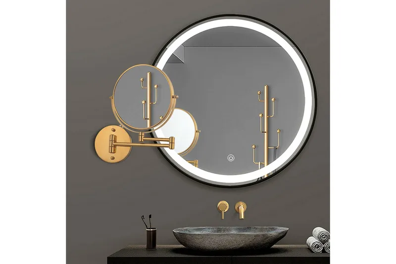 Jessie Sminkspegel på arm med förstoring x cm Guld - Lyfco - Möbler - Tillbehör & accessoarer - Badrumstillbehör