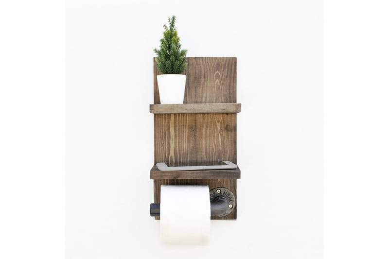 Toalettpappershållare - Valnöt/Mörkgrå - Möbler - Tillbehör & accessoarer - Badrumstillbehör - Toalettpappershållare