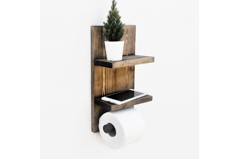 Toalettpappershållare - Valnöt/Mörkgrå - Möbler - Tillbehör & accessoarer - Badrumstillbehör - Toalettpappershållare