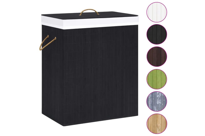 Tvättkorg bambu svart 100 L - Svart - Möbler - Tillbehör & accessoarer - Badrumstillbehör