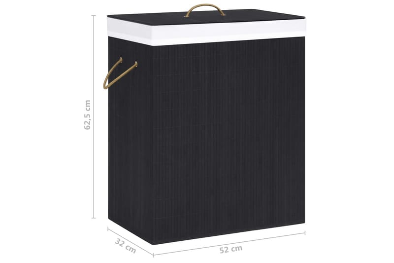 Tvättkorg bambu svart 100 L - Svart - Möbler - Tillbehör & accessoarer - Badrumstillbehör