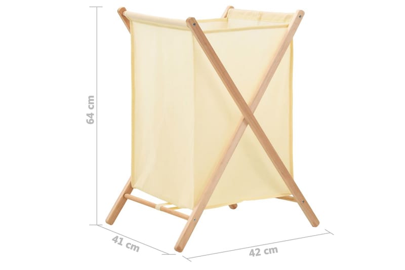 Tvättkorg cedarträ och tyg 42x41x64 cm beige - Beige - Badrumstillbehör - Tvättkorgar