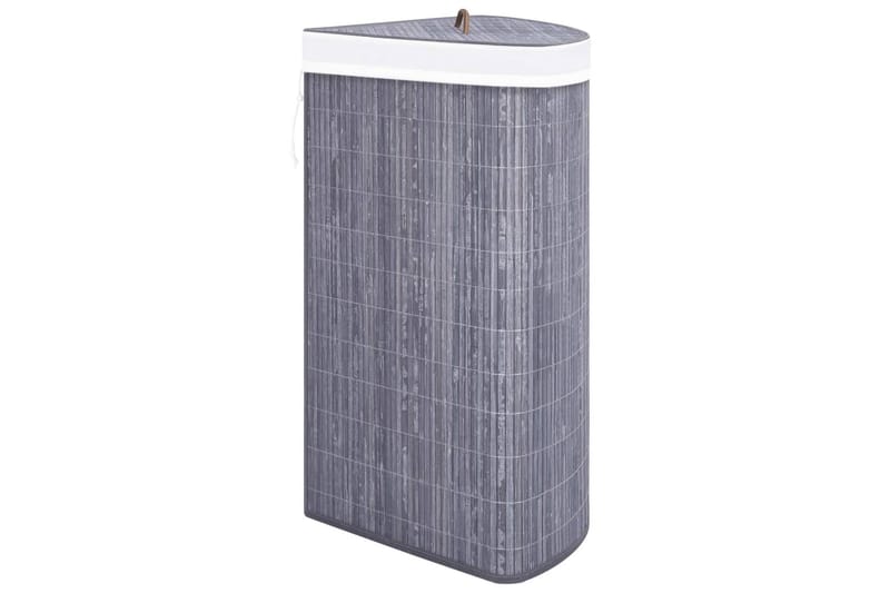 Tvättkorg för hörn bambu grå 60 L - Grå - Badrumstillbehör - Tvättkorgar