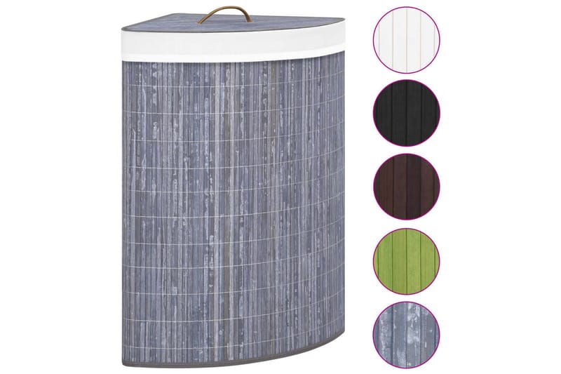 Tvättkorg för hörn bambu grå 60 L - Grå - Badrumstillbehör - Tvättkorgar