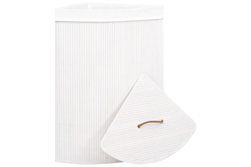 Tvättkorg för hörn bambu vit 60 L - Vit - Möbler - Tillbehör & accessoarer - Badrumstillbehör