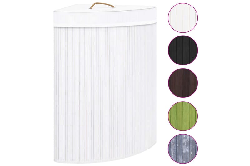 Tvättkorg för hörn bambu vit 60 L - Vit - Möbler - Tillbehör & accessoarer - Badrumstillbehör