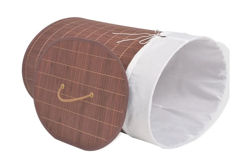 Tvättkorg i bambu oval brun - Brun - Badrumstillbehör - Tvättkorgar