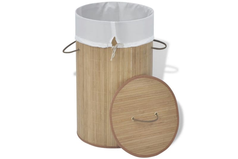 Tvättkorg i bambu rund naturfärg - Brun - Möbler - Tillbehör & accessoarer - Badrumstillbehör