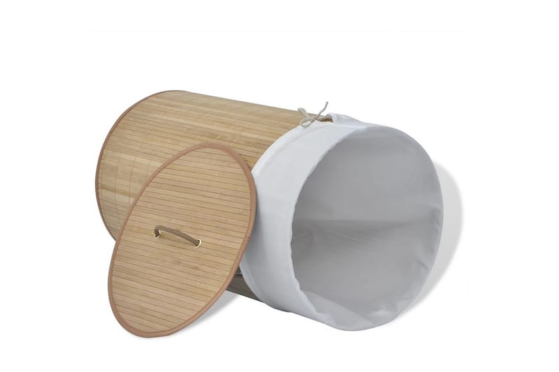 Tvättkorg i bambu rund naturfärg - Brun - Möbler - Tillbehör & accessoarer - Badrumstillbehör