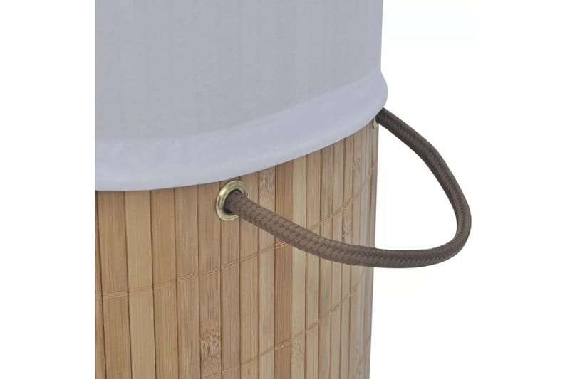 Tvättkorg i bambu rund naturfärg - Brun - Badrumstillbehör - Tvättkorgar
