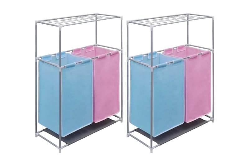 Tvättsorterare 2 sektioner 2 st med torkhylla - Flerfärgad - Badrumstillbehör - Tvättkorgar