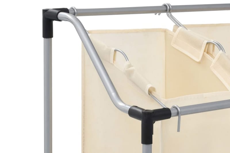 Tvättsorterare med 3 påsar gräddvit stål - Vit - Möbler - Tillbehör & accessoarer - Badrumstillbehör
