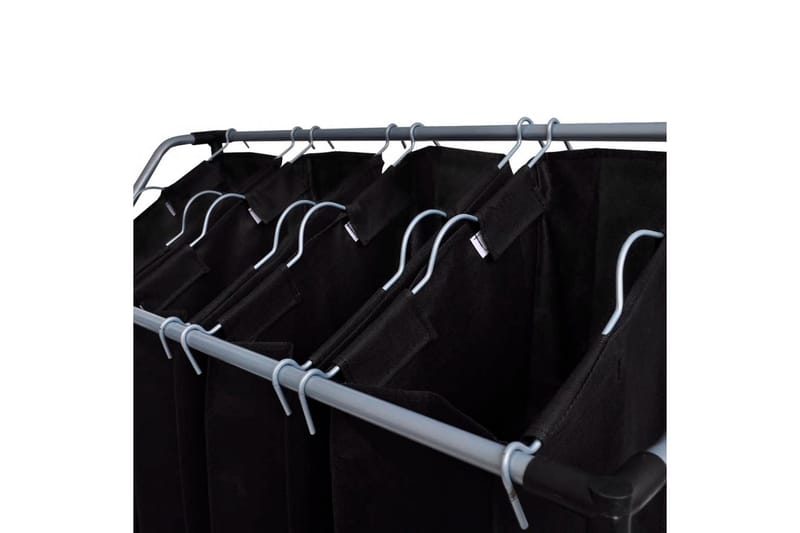 Tvättsorterare med 4 påsar svart grå - Svart - Möbler - Tillbehör & accessoarer - Badrumstillbehör