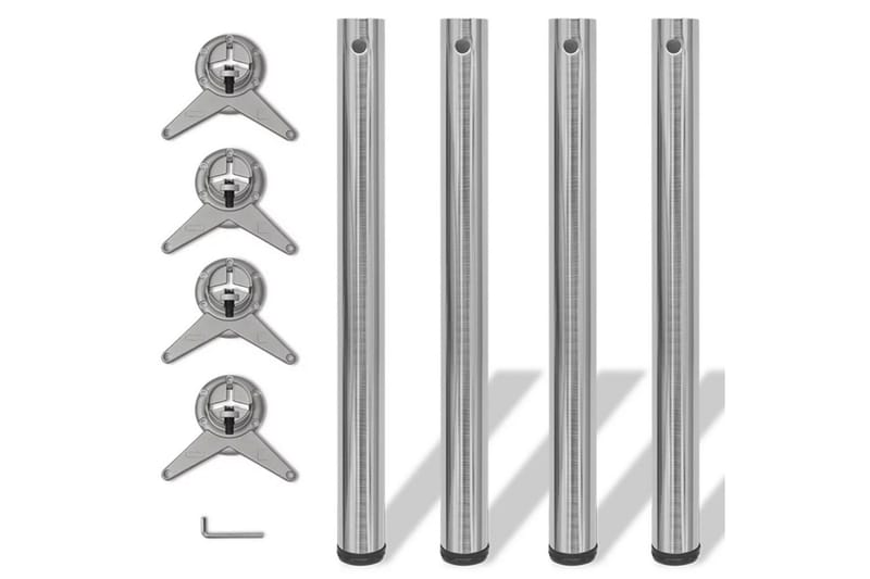 4 Justerbara bordsben i borstad nickel 710 mm - Silver - Möbler - Tillbehör & accessoarer - Bordstillbehör - Bordsben