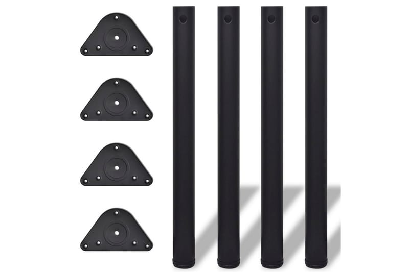 4 Justerbara raka bordsben i svart 710 mm - Svart - Bordsben