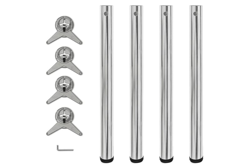 Höjdjusterbara bordsben 4 st krom 710 mm - Silver - Möbler - Tillbehör & accessoarer - Bordstillbehör - Bordsben