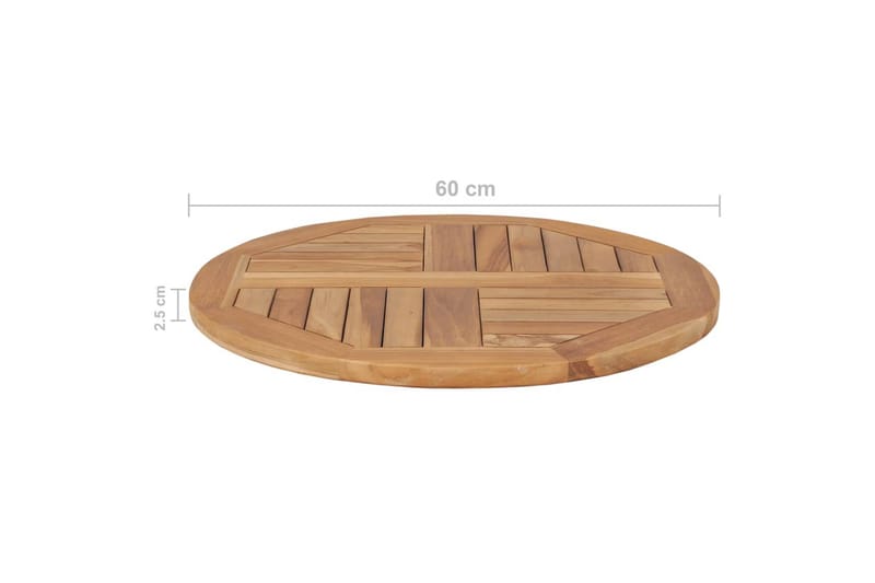 Bordsskiva i massiv teak rund 2,5 cm 60 cm - Brun - Möbler - Tillbehör & accessoarer - Bordstillbehör - Bordsskiva