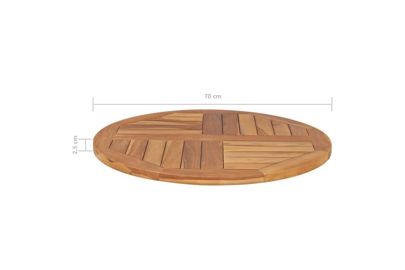 Bordsskiva i massiv teak rund 2,5 cm 70 cm - Brun - Möbler - Tillbehör & accessoarer - Bordstillbehör - Bordsskiva