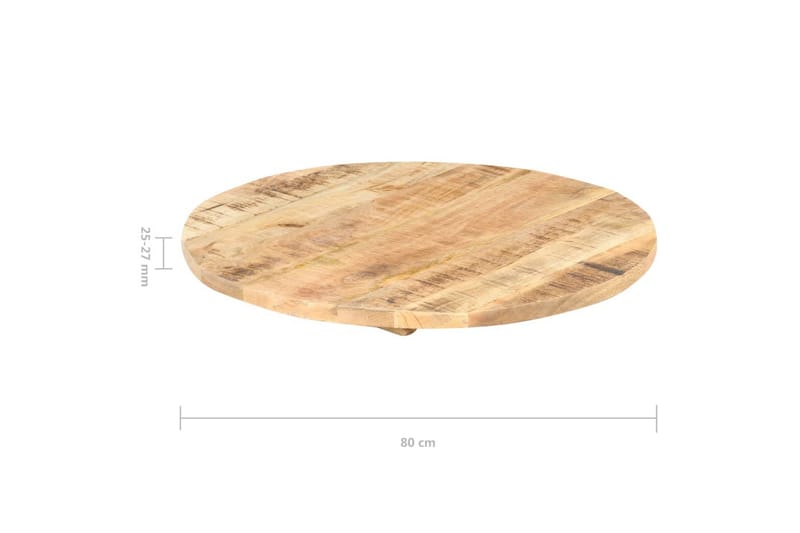Bordsskiva i massivt mangoträ rund 25-27 mm 80 cm - Brun - Möbler - Tillbehör & accessoarer - Bordstillbehör - Bordsskiva